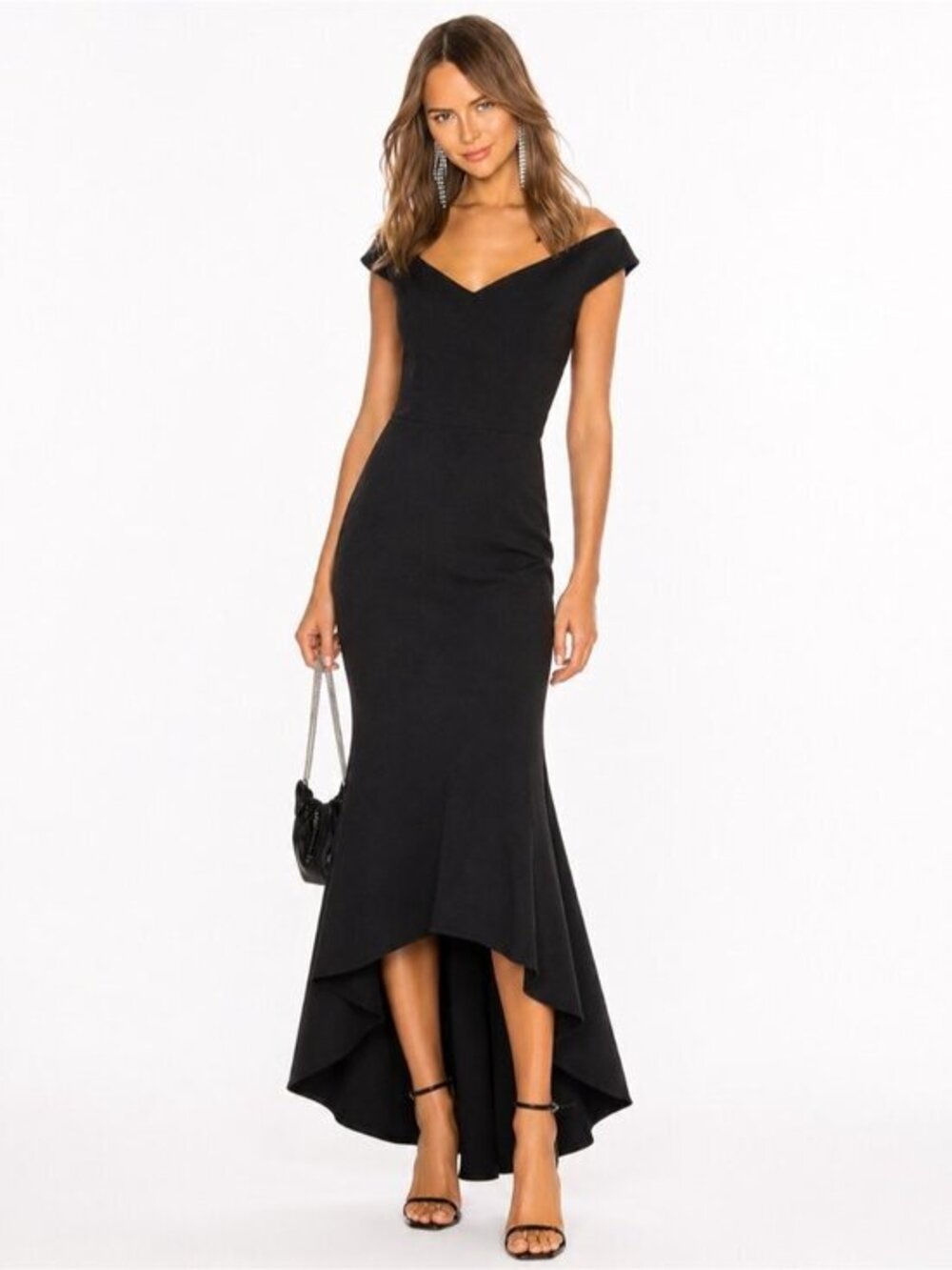 GRETA CONSTANTINE Arilda Black Off-The-Shoulder Midi Dress size XS